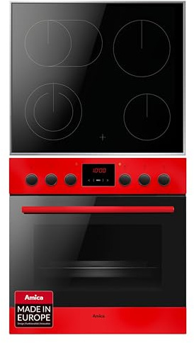 Amica Einbau Herd Set 65 Liter Backofen mit Glaskeramikkochfeld Edelstahlrahmen 11 Heizarten Heißluft Ringsystem Supergrill SteamClean EasyClean SensorControl 2fach Auszug – einbauherd mit ceranfeld