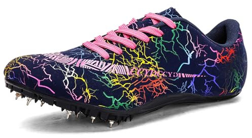 PENXZT Zapatillas De Clavos Atletismo Deportivas Unisex 8 uñas Antideslizantes Ligeras Transpirables con Clavos y Sprint Hombre Niños y Mujer,Negro,45 EU