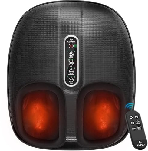 CuPiLo Foot Massager with Heat FSA Eligible HSA, Shiatsu Feet Massager with Remote Control, Multi-Level Compression Deep Knead Foot Massage for Neuropathy & Plantar Fasciitis, Gifts for Women Men