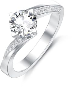 Molioaki Verlobungsring Damen 925 Sterling Silber Eheringe Frauen Ringe 1ct Brillantschliff 5A Zirkonia individuelle Ring Verlobung Hochzeit Geschenk
