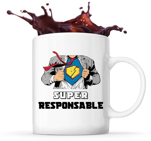 Planetee Mug Super Responsable | Tasse Céramique Métier Collègue Cadeau Travail Boulot Départ Retraite