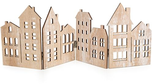 Logbuch-Verlag Häuser Silhouette zum Hinstellen aus Holz 57 x 20 cm Frühling Deko Häuserzeile Hintergrund weihnachtlich