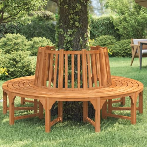 ZEYUAN Baumbank Rund Ø208 cm Massivholz Eukalyptus, Terrassenmöbel, Wetterfeste Bank, Outdoor Bank, Parkbank, Garten Banken, Deko Bank, Gartenmöbel - 3154103