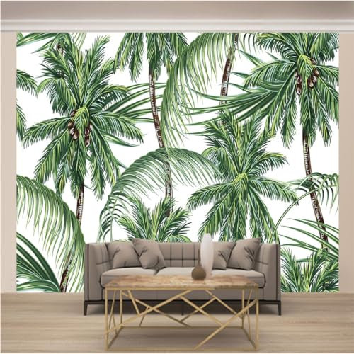 WYXWZ Papier Peint Panoramique Trompe l'oeil 3d Photo Mural Intissé Wallpaper Motifs de Fond d'écran pour Salon, Chambre, TV Fond, Bureaux L 200 x 140cm (Largeur x Hauteur) Palmier