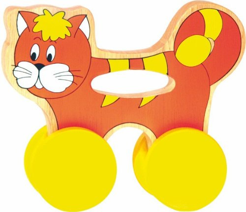 alles-meine.de GmbH Ziehtier/Ziehfigur/Nachziehtier - Schiebefigur Krabbelfigur Krabbeltier Katze - für Kinder Mädchen & Jungen - Nachziehfigur/Hinterherziehen Hinterherzie..