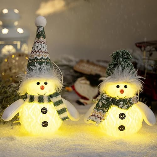 Weihnachtsdeko Schneemann Figuren mit LED Licht, Weihnachten Schneemann Figuren - weihnachtsdeko innen, Schneemann Deko Batteriebetrieben für Weihnachten Tischdeko Kamin Büro Zimmer