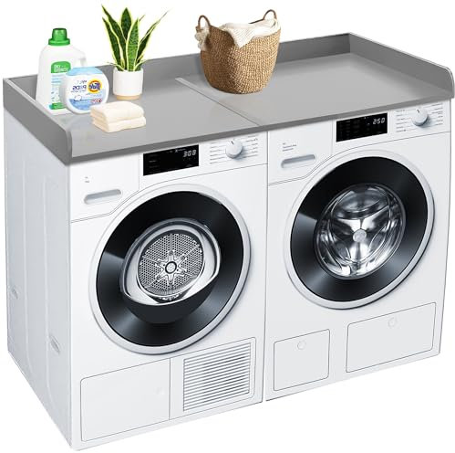 Royxen Washer Dryer Countertop, 27.4 x 54, Wood, Universal Fit, Laundry Room Organization, Grey
