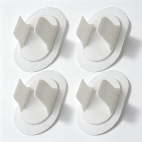 4 x Rohrschellen-Schnalle für Waschmaschinen-Abflüsse, Wandbefestigung Wandbefestigung ohne Bohren für sichere Schlauchführung, weiß, 3–3,8 cm Durchmesser, passend für Rohre im Waschraum