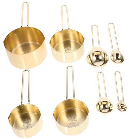 Cabilock Imprescindible Para La Cocina: Juego De 8 Tazas Y Cucharas Medidoras De Acero Inoxidable Diseño Anidado Fácil De Usar Y Almacenar