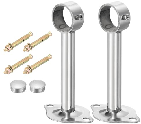 QUARKZMAN 3 Set Supporto Bastone Tenda Soffitto, Adatto a Tubo 32mm/1.26 Lunghezza 150mm/5.91 Ganci Asta Bastoni per Tende Acciaio Inossidabile per Pareti Armadio Tubo Asta Tenda, Argento