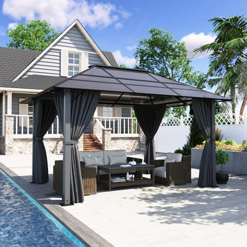 TRIUMPHKEY Pavillon 3x4 Wasserdicht Stabil Winterfest,Aluminium Gartenpavillon,Pavillon mit Festem Dach Protection UV,Geeignet für Außenszenen,Grau