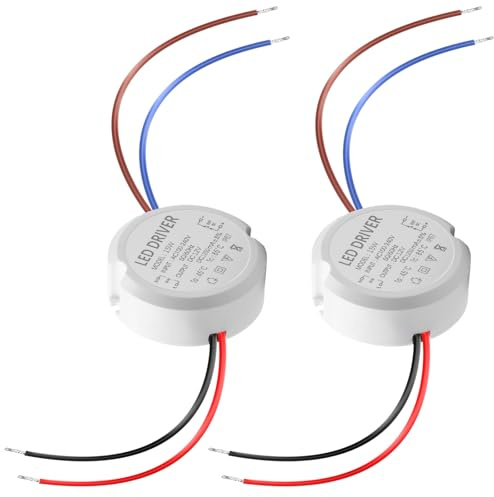 Aicharynic 2er-Pack LED Trafo 12V, Trafo 230V auf 12V, Mini Netzteil IP67 Wasserdicht DC 12V Runder Unterputz Transformator 1,25A 15W für Innen- & Außenbereich | Konstantspannung Flimmerfrei