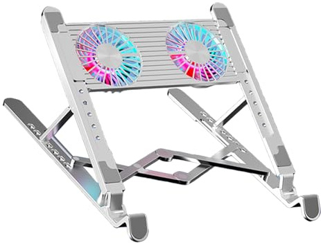NONGYU Almohadilla de refrigeración LED para laptop, enfriadores de laptop, soporte de refrigeración con ventilador de refrigeración silencioso, soporte plegable para laptop, bajo consumo de energía