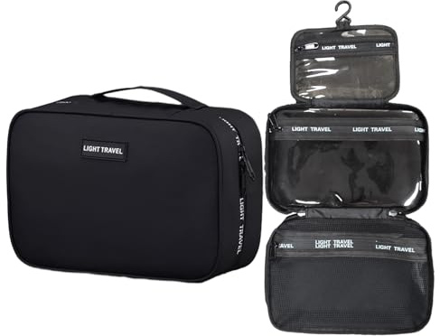Trousse de Toilette, Sac de Toilette Voyage Imperméable et Suspendu, Grande Capacité,Trousse de Toilette Femme Homme Sac de Toilette Voyage Cosmétique Imperméable et Suspendu (Noir)