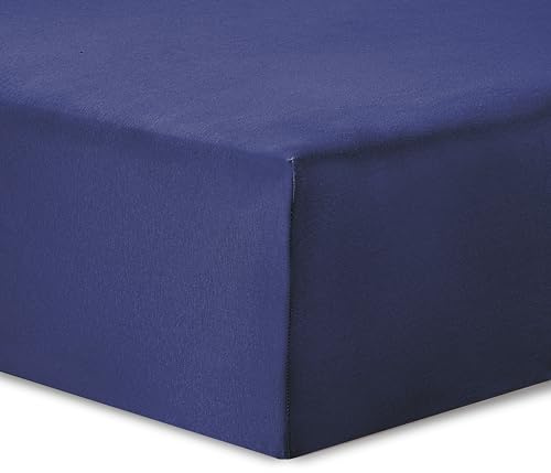 Vision - Jersey påslakan - 200 x 200 cm - färger: marinblå - 100 % bomull jersey - elastisk runt - 30 cm mössa - Oekotex-certifierad