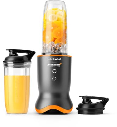 nutribullet Ultra X McLaren F1 Team - Frullatore Pers. 900ml e 700ml Grigio | Frullatore Smoothie, Tecnologia Silenziosa, Ciclo Automatico, Funzione Pulse, Tazze Tritan 900/700ml, 2 Tappi, NB1206GO-MC