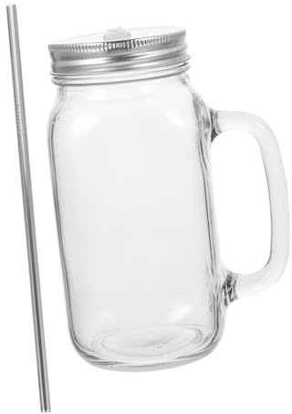 Toyvian Vaso Grande De Vidrio Transparente 750 Ml Con Pajita Fina Reutilizable Para Bebidas Frías y Calientes, Botella De Jugo Portátil Para Uso Diario En Casa y Oficina