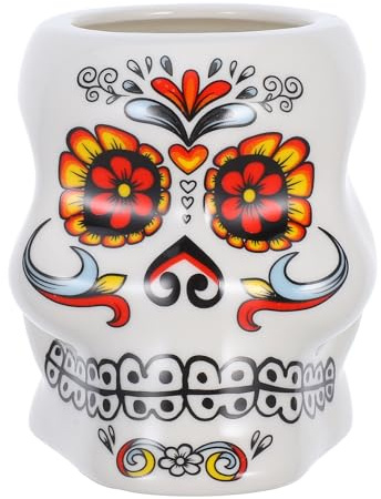 Cabilock Gobelet à Cocktail Tiki en Céramique Blanc Verre à Cocktail Hawaïen Créatif de Crâne pour Fêtes et Réunions Mug à Vin Original Mug Tiki Décoratif