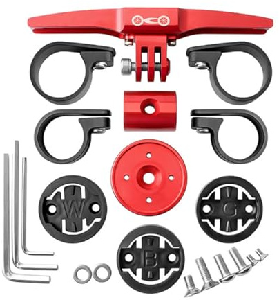 Voyoo 1Set Fahrradcomputerhalterung, Schnellspannhalterung aus Aluminiumlegierung Geeignet für TT-Lenkerhalterung, Triathlon-Lenker (rot)