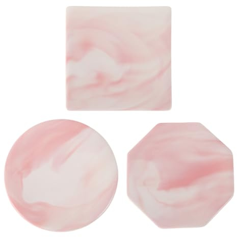Alipis Sottobicchieri Resistenti al Calore in Ceramica 3 Pezzi Supporto per Timbri in Ceralacca, Piastra Multifunzionale per Sigilli Lettere e Pacchi, Design Marmo Rosa per Artigianato