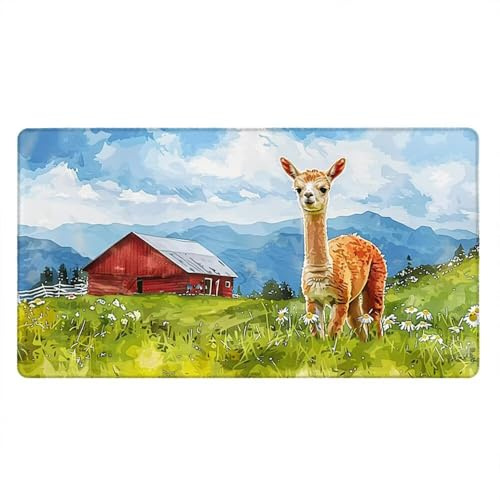 Tappetino Mouse Gaming XXL, 1600x800x3mm Grande Tappetino Scrivania Cuciti Base in Gomma, Mouse Pad Impermeabile Antiscivolo, PC Desktop Ufficio, Migliora Precisione Velocità (Giardino Alpaca) xR7-887