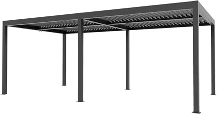 Pergola Bioclimatica Gaia autoportante in alluminio con lamelle orientabili Xone (ANTRACITE, 3X6 METRI)