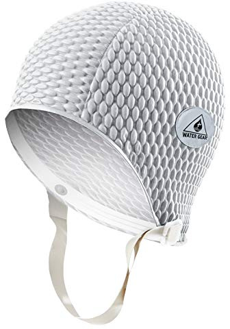 Water Gear Natural Rubber Swim Bubble Cap (White, Small)