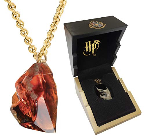 The Noble Collection Harry Potter Sorcerer’s Stone Pendant - 3″ (7.6cm) Philosopher's Stone Necklace With Gold Plated Chain - Officially Licensed Harry Potter Film Set Jewellery Gifts