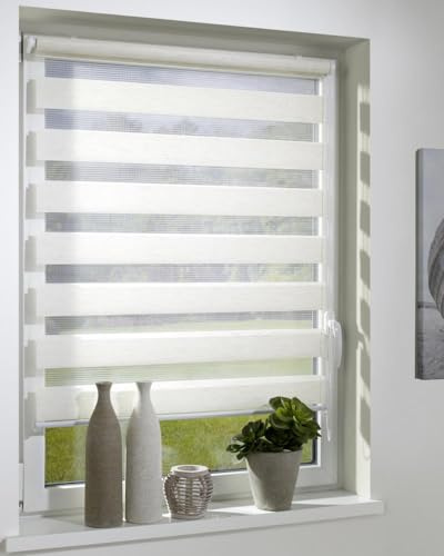 DécoProfi Duo-Doppelrollo ohne Bohren B: 70 cm, L:160 cm Natur/Beige Meliert I Mit Klemmfix/Klemmträger zur Montage I Doppel Rollo innen für Balkontüren und Fenster