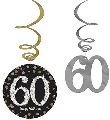Adult Gold Celebration 60th Swirl Decorations