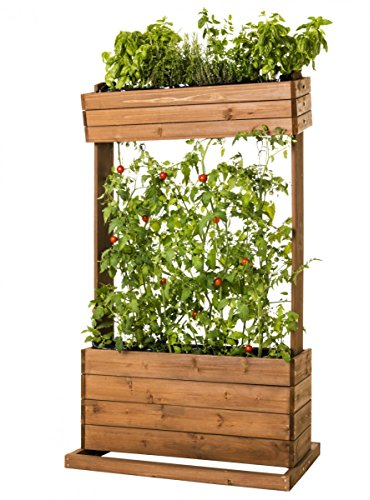 CV Hochbeet Holz Pflanz-Tisch Pflanz-Beet Kräuter-Beet Tomaten Rankhilfe mit Seilen 82 x 50 x 145 cm