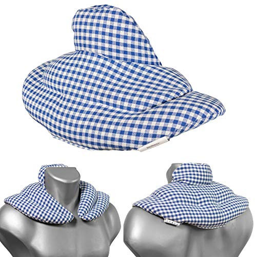 Neck Pillow Blue/White | Cherry Stone Pillow | Warming Neck Cushion, Neck Warmer