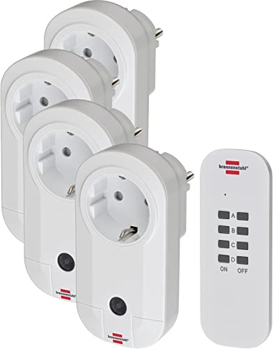 Brennenstuhl Comfort-Line set de 4 enchufes de radio (enchufes inalámbricos para uso en interiores, mando a distancia, radio control)