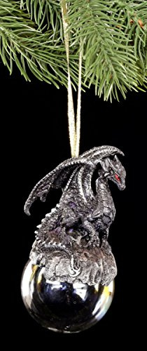 Figuren Shop GmbH Drachen Christbaumschmuck Checkmate schwarz | Weihnachten Deko Anhänger Gothic Fantasy Kugel