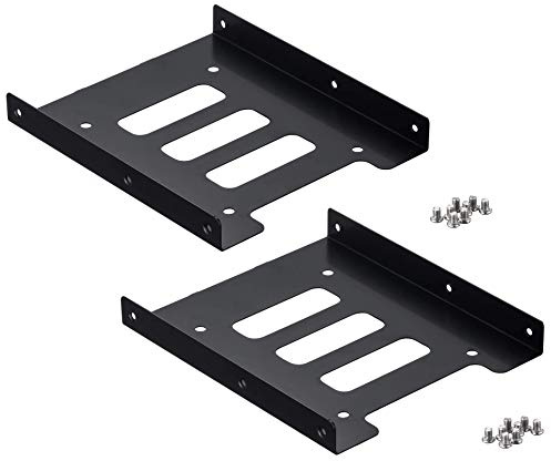 Ruaeoda 2.5 to 3.5 SSD Mounting Bracket 2 Pack, Metal Hard Drive Adapter Tray, Drive Bay Holder, Compatible with SATA I/II/III Internal PC SSD
