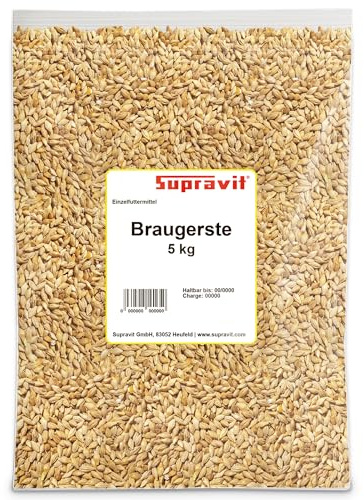 Supravit Braugerste 5kg - Ergänzungsfutter für Hühner und Tauben | energiereiches Zusatzfutter liefert wertvolle Kohlenhydrate - leicht verdaulich und gut verträglich