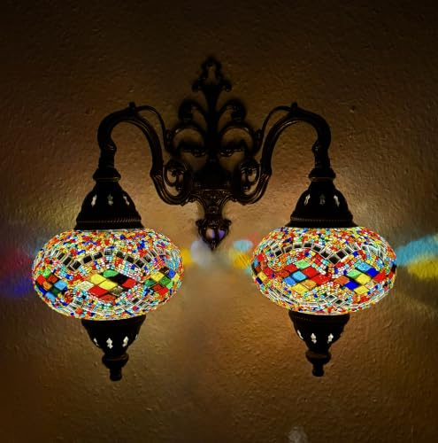 Samarkand - Lights Doppel Glas Wandleuchte Mosaiklampe Mosaik Wand Lampe Orientalische Lampe Wandlampe L