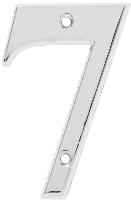 XFORT Polished Chrome Front Door Number 7, House Number Suitable for All Door Types including Wooden, uPVC, and Composite.