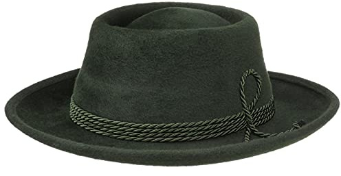 LODENHUT MANUFAKTUR Mießbacher Haarfilzhut Herren Hut Kordel Uni Made in Germany Sommer Winter Oliv 56 cm