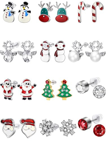 Paia Orecchini di Natale Pendenti Set Regalo di Natale Orecchini a Bottone