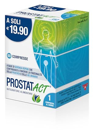 Prostat Act, Integratore Alimentare che Contribuisce a Favorire la Funzionalità della Prostata e delle Vie Urinarie, a Base di Serenoa Repens, 1 Confezione da 60 Compresse