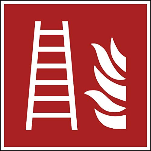 Aufkleber Brandschutzzeichen Feuerleiter Symbol Schild 5-40cm Folie selbstklebend nach ISO 7010 made by MBS-SIGNS in Germany, Größe: 40x40cm