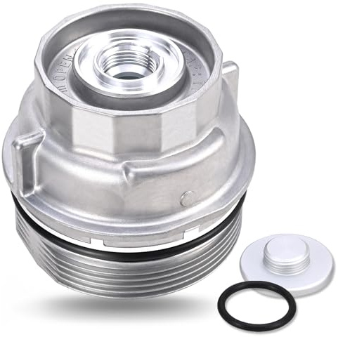 Oil Filter Housing Cap Assembly with Plug & Gasket - Replaces 15620-31060, 1562031060, 15643-31050 - Compatible with Toyota Camry, RAV4, Highlander, Sienna, Tacoma, Tundra, 4Runner, Lexus RX350, ES350