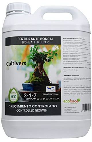 CULTIVERS Fertilizzante Organico per Bonsai 5 L Liquido con micronutrienti e aminoacidi. Fertilizzante Organico e Naturale al 100%. Promuove Lo Sviluppo e la Crescita controllata