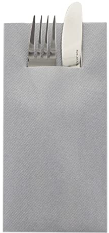 Sovie HORECA Besteckserviette in GRAU aus Linclass Airlaid Light, 40 x 40cm, 1/8 Falz, 75 Stück, für Elegante Anlässe Gastronomie Catering Events