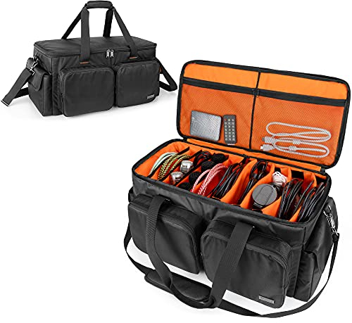 Trunab DJ Tasche, Kabel Organizer Tasche mit Abnehmbarem Gepolstertem Boden und 9 Trennwänden, Tragetasche Solide Große Kapazität für DJ-Equipment, Musikinstrumente und Zubehör
