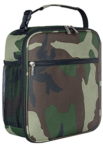 Lunch Bag for Men & Women, Insulated Lunch Bag for Boys Girls, Leakproof Portable kids Lunch Box With Bottle Holder And Clip On Handle, Keep Food Fresh And Warm For Work, School, Outdoor (Camo Green)