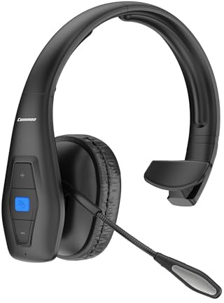 CONAMBO JBT100 Trucker Bluetooth Headset with Dual Mic Noise Canceling, CVC8.0, Mute Button, 60Hrs Battery Wireless Headset, On Ear Headphone for Cell Phones Business Home Driver Office Work