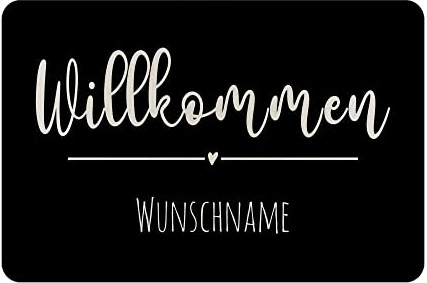 Print Royal PR Personalisierte Fußmatte aus Filz - eine Zeile Wunschtext - Willkommen Herz - Geschenke zum Einzug | rutschfest, 60x40cm mit abgerundeten Ecken