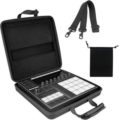 Musiin Hardshell Travel Case for Native Instruments Maschine+Plus NI MK3 Drum Controller Analog Device Cover with Strap（Black）